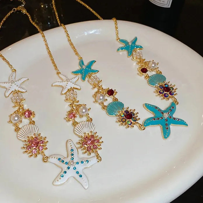 Bohemian Starfish Shell Necklace and Bracelet Set Copper Alloy Jewelry
