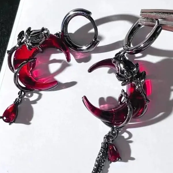 Scarlet Moon Copper Earrings Set Romantic Drop Jewelry for Women Gifts