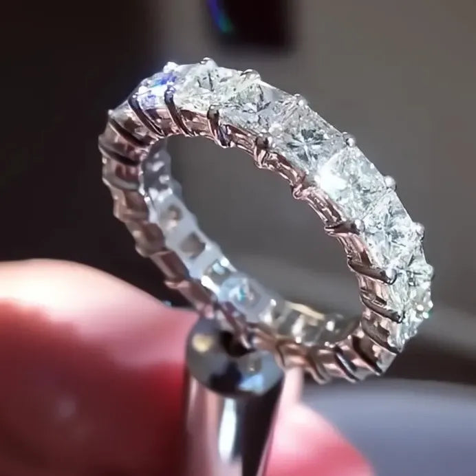 Elegant Silver Color Women Wedding Engagement CZ Bridal Ring Set