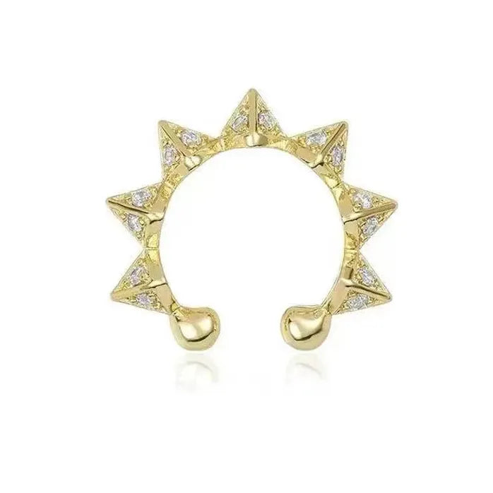 Gold Color Stainless Steel Chunky Round C Shape Clip Punk Earrings for Women