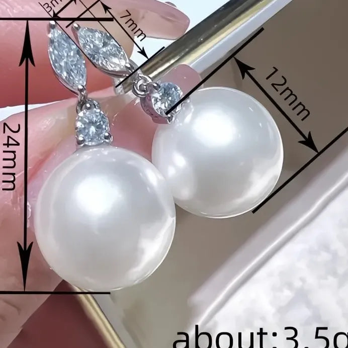 Simulated Pearl Drop Earrings for Women Wedding Engagement Cubic Zirconia