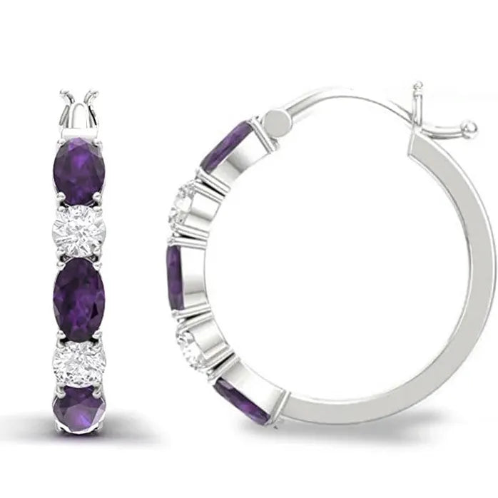 Geometric Zirconia Hoop Earrings for Women Brass Trendy Party Jewelry
