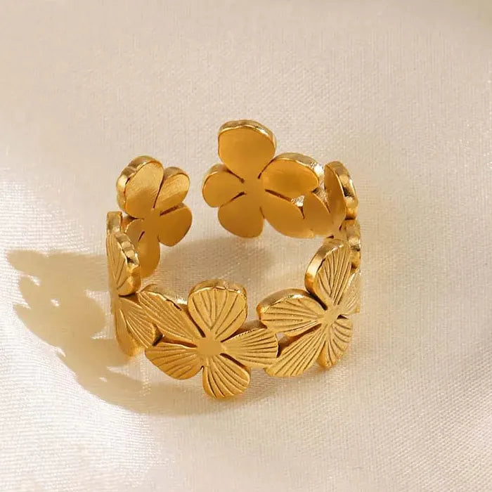 Stainless Steel Geometric Mood Tracker Ring for Women Gold Tone Jewelry