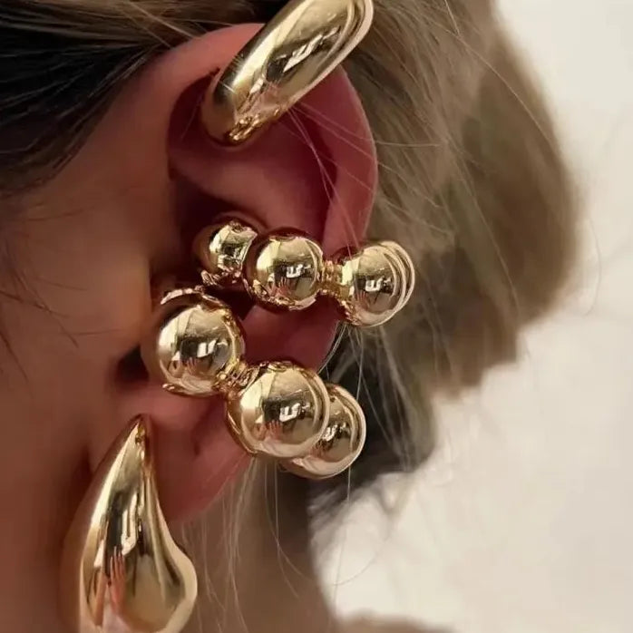 4Pc Vintage Geometric Clip Earrings Women Trendy C Shape Ear Cuff Jewelry