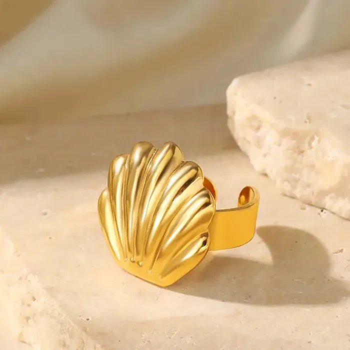 Stainless Steel Adjustable Starfish Open Ring Vintage Gold Jewelry Trendy