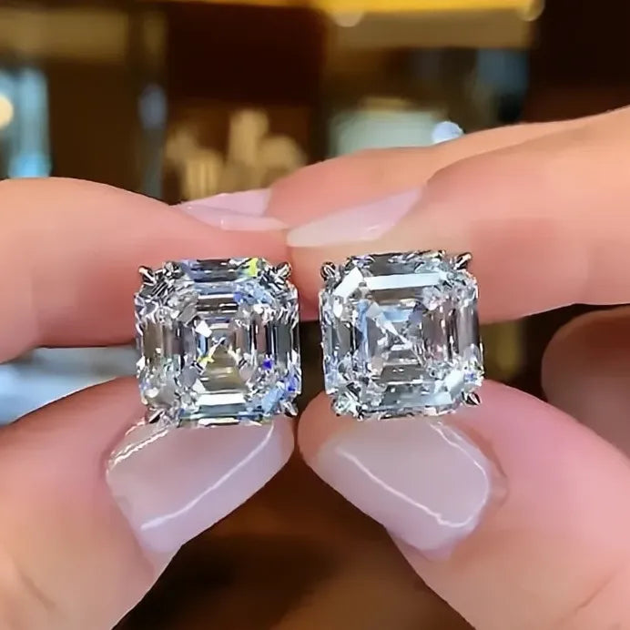 Geometric Cubic Zirconia Stud Earrings for Women Everyday Fashion Jewelry