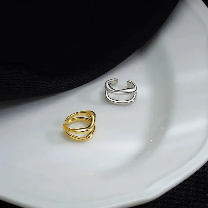Zinc Alloy Non-Piercing Double Layer Ear Cuff Clip Earring Women Y2K