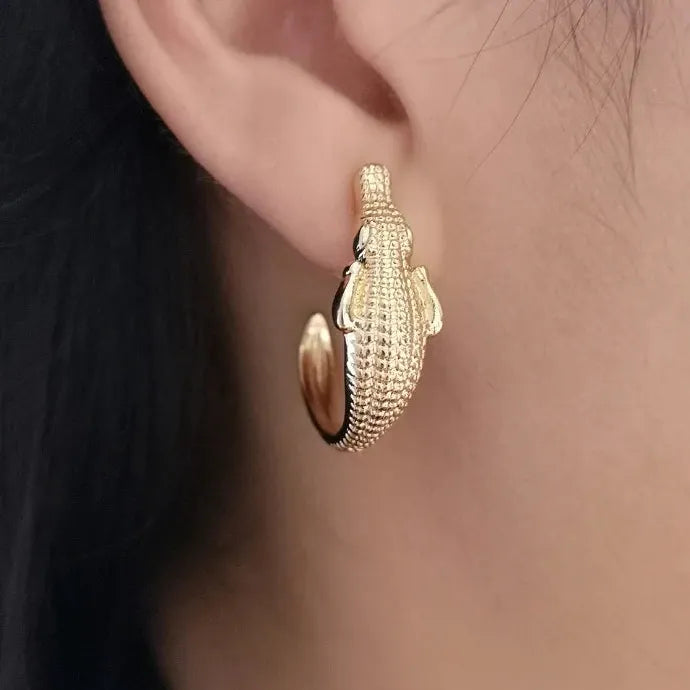 Alloy Crocodile Alligator Stud Earrings Women Punk Animal Jewelry Gifts