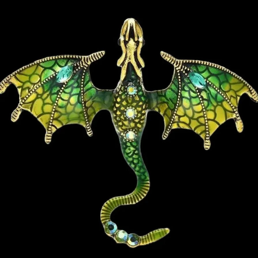 Vintage Chinese Dragonfly Dragon Brooch Pin Classic Jewelry Gift