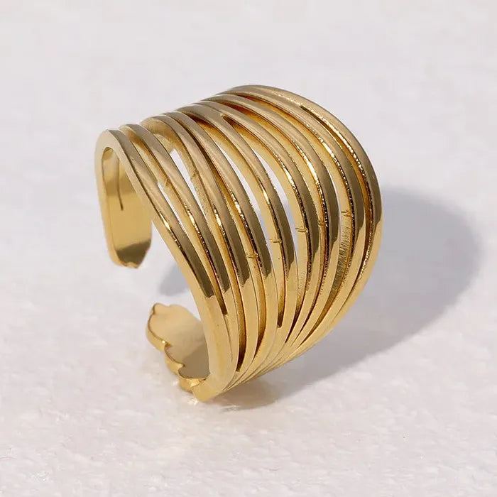 Vintage Stainless Steel Geometric Asymmetric Hollow Ring Punk Jewelry Gift Women