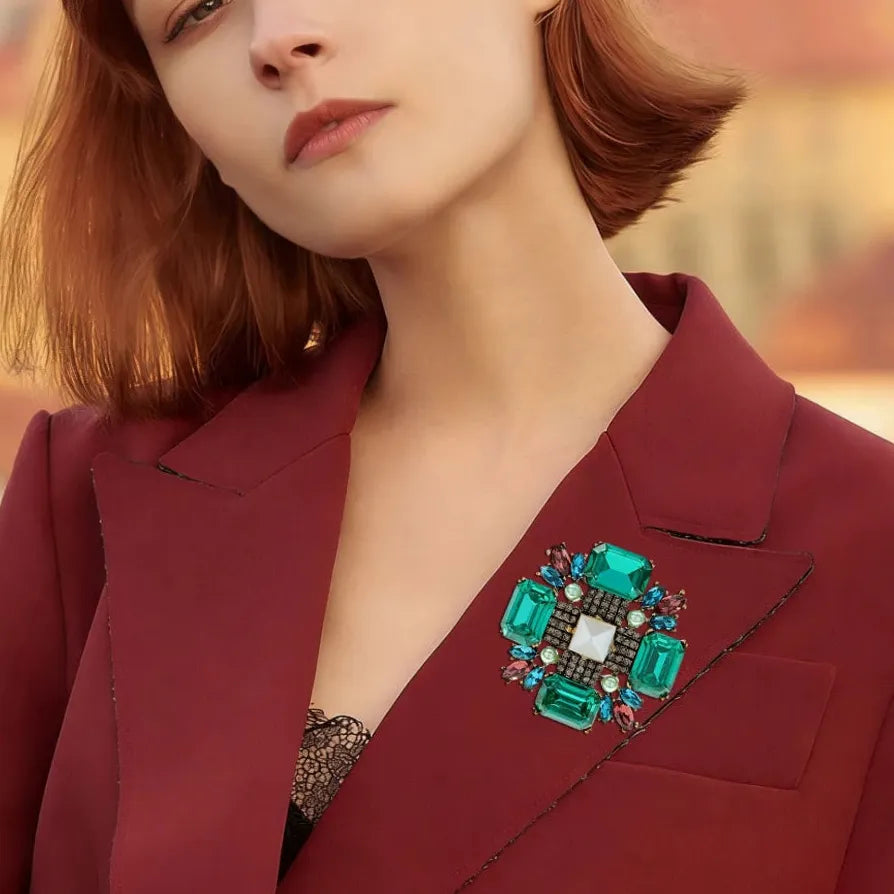 Elegant Classic Cross Flower Brooch Pin Jewelry Gift for Men Women