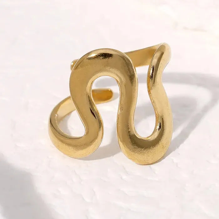 Vintage Stainless Steel Geometric Open Cocktail Ring for Women Men Gift Party