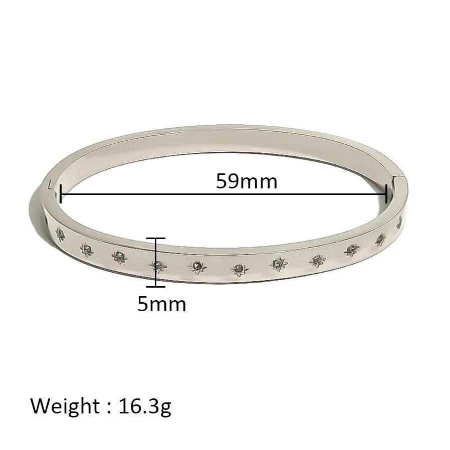 Waterproof Stainless Steel Multicolor Crystal Zirconia CZ Bangle Bracelet Women