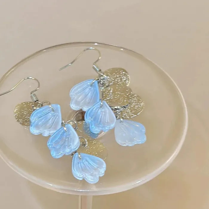 Gradient Blue Shell Resin Drop Earrings for Women Dangle Jewelry 2025