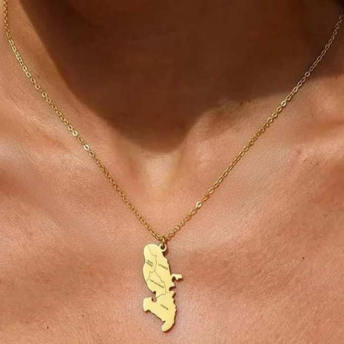 Geometric Stainless Steel Madagascar Pendant Necklace Gift for Women Men