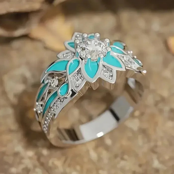 Bohemian Style Women's Floral Rings Zinc Alloy Semi-Precious Stone Jewelry