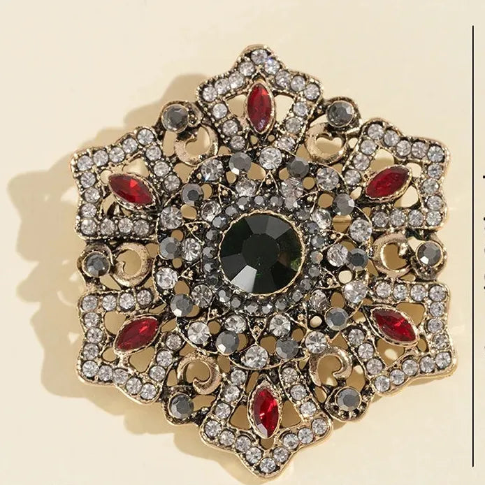 Vintage Style Rhinestone Flower Brooch Corsage Pin for Jackets & Scarves