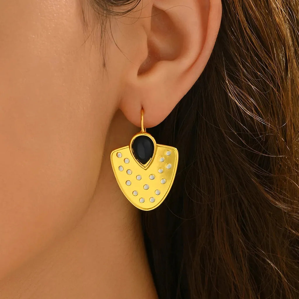 Vintage Gold Court Style Crystal Inlaid Drop Earrings for Women Bohemian Jewelry
