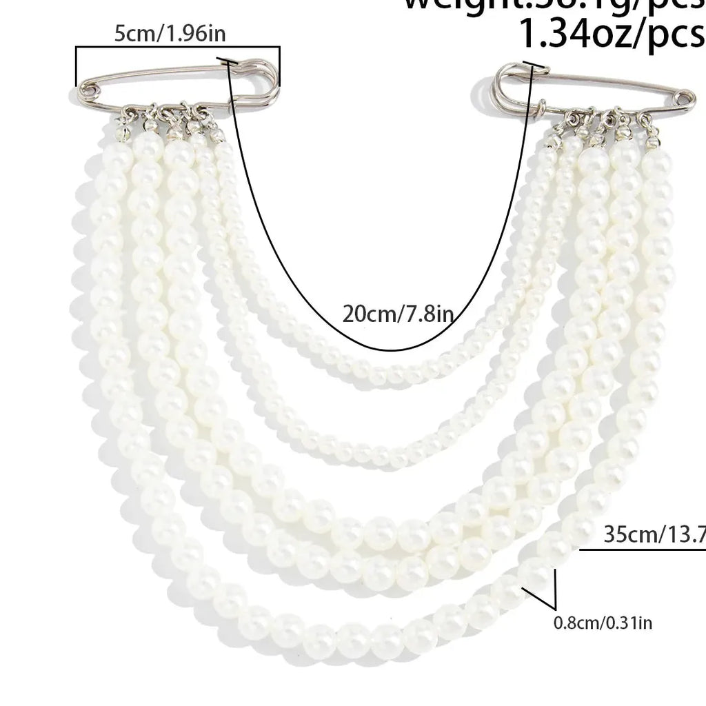Retro Multi-Layer Geometric Imitation Pearl Brooch Zinc Alloy Unisex