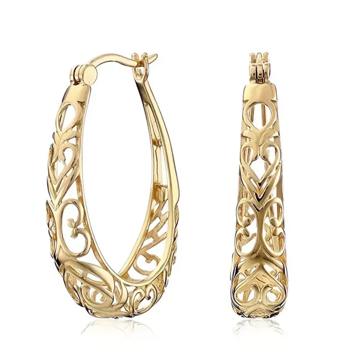Elegant Geometric Hollow-Out Hoop Earrings Jewelry Gift for Women