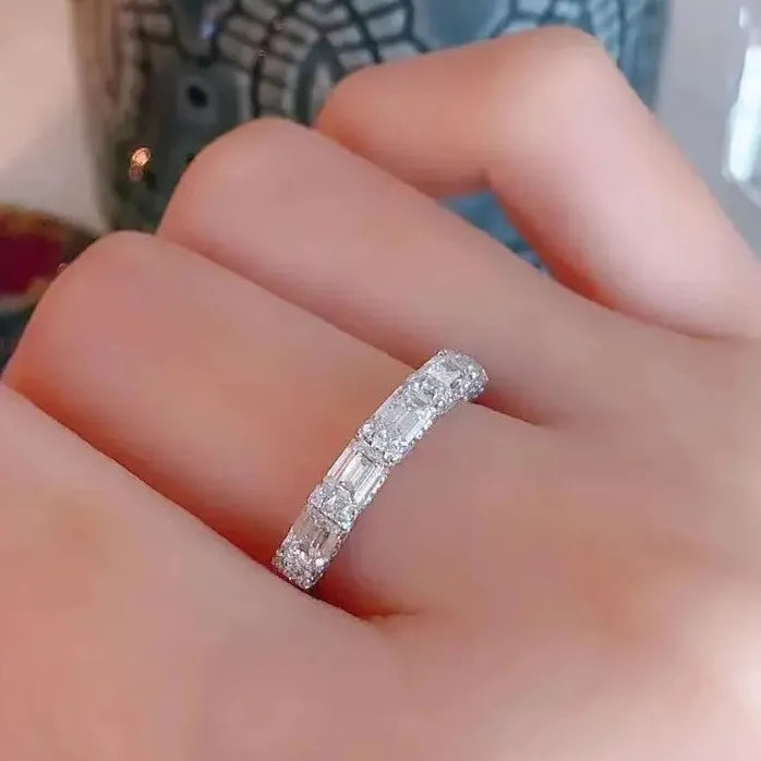 Square Cubic Zirconia Wedding Ring for Women Bridal Jewelry Sparkling