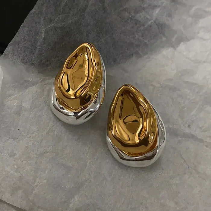 Vintage Stainless Steel Geometric Droplet Stud Earrings for Women