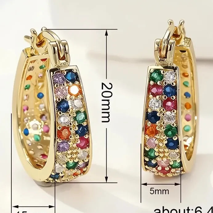 Gold Geometric Cubic Zirconia Drop Earrings for Wedding & Party