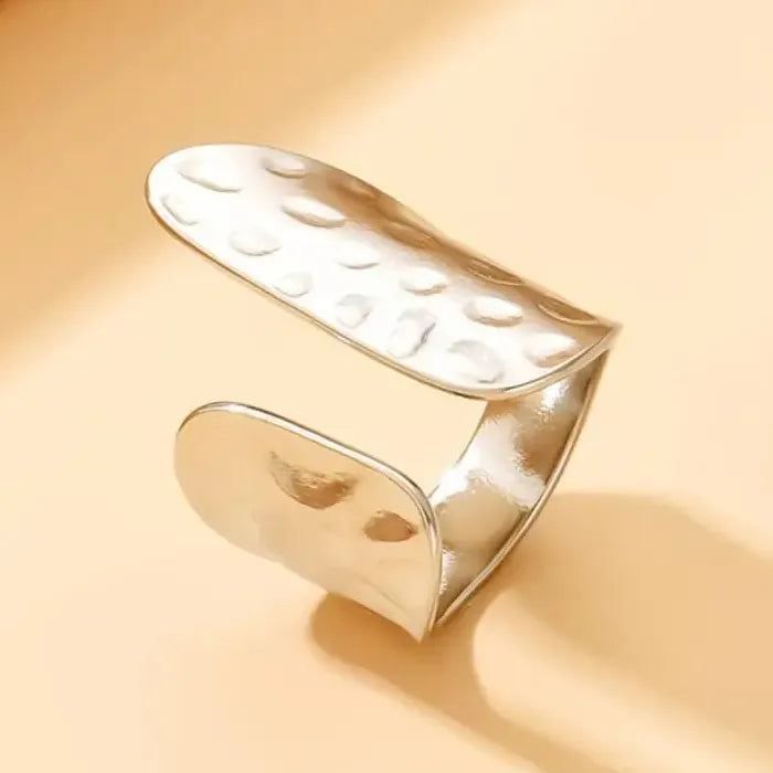 Wide Geometric Irregular Gold Silver Fashion Ring for Women Men
