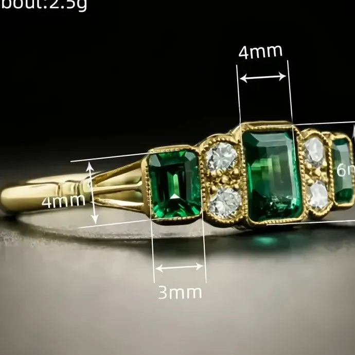 Gold Color Cubic Zirconia Women’s Wedding Anniversary Ring Brass Band