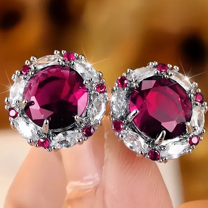 Multicolor Cubic Zirconia Geometric Stud Earrings for Women Wedding Jewelry