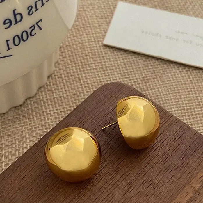 European Style Punk Geometric Gold Metal Round Stud Earrings for Women