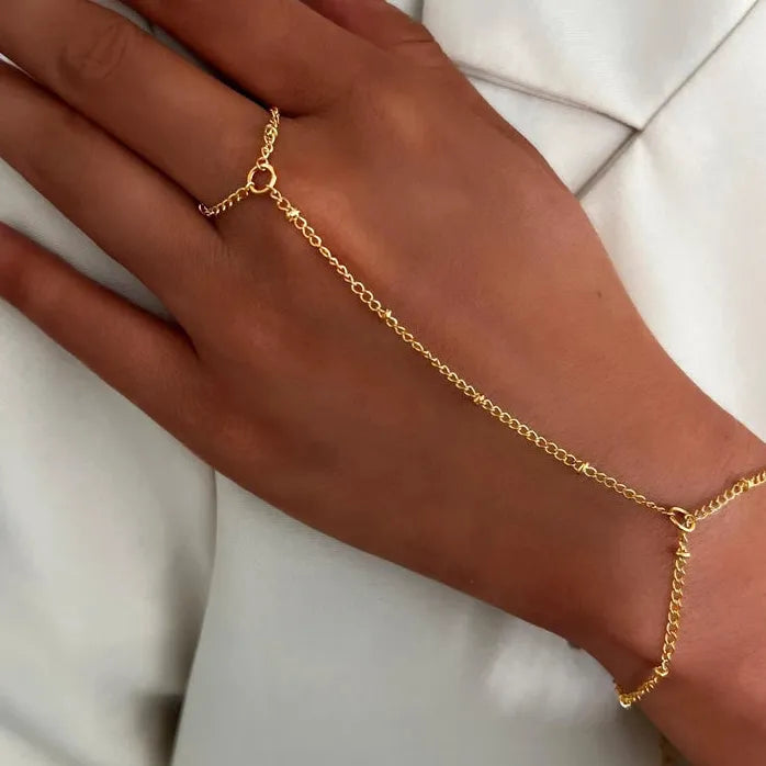 Vintage White Rhinestone Geometric Crystal Finger Bracelet for Women Gift