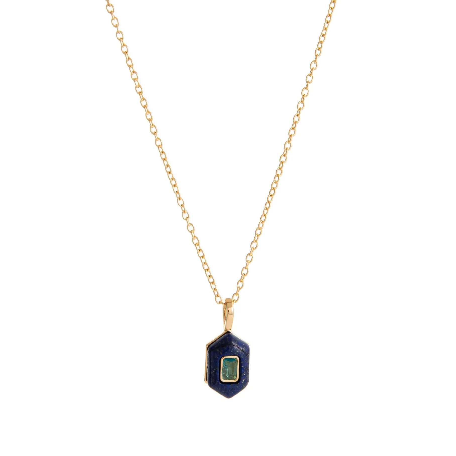 18K Gold Plated Stainless Steel Oval Multicolor Zircon Pendant Necklace Choker