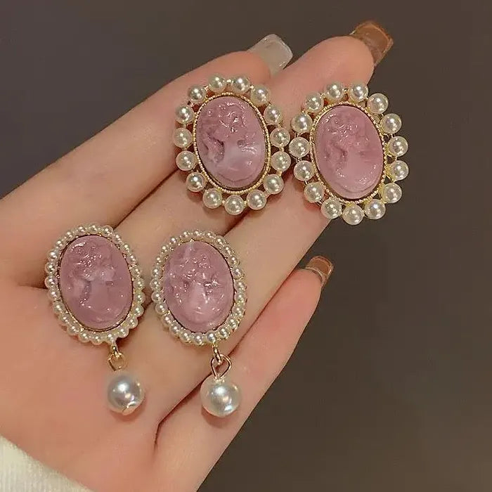 French Vintage Pearl Resin Earrings for Women Elegant Wedding Jewelry