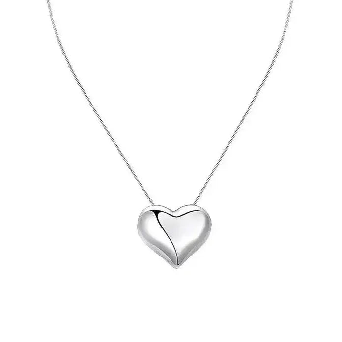 Kpop Heart Pendant Necklace for Boys Young Men Snake Chain Y2K Jewelry Gift