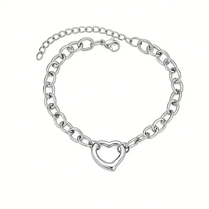 Irregular Hollow Heart Titanium Steel Bracelet for Women Ladies Jewelry Gift