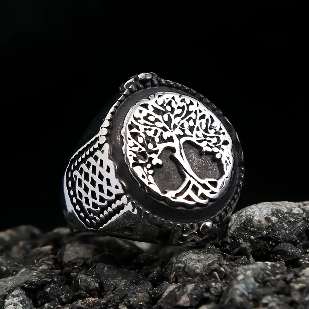 Viking Tree of Life Ring – Stainless Steel Yggdrasil Nordic Mythology Ring