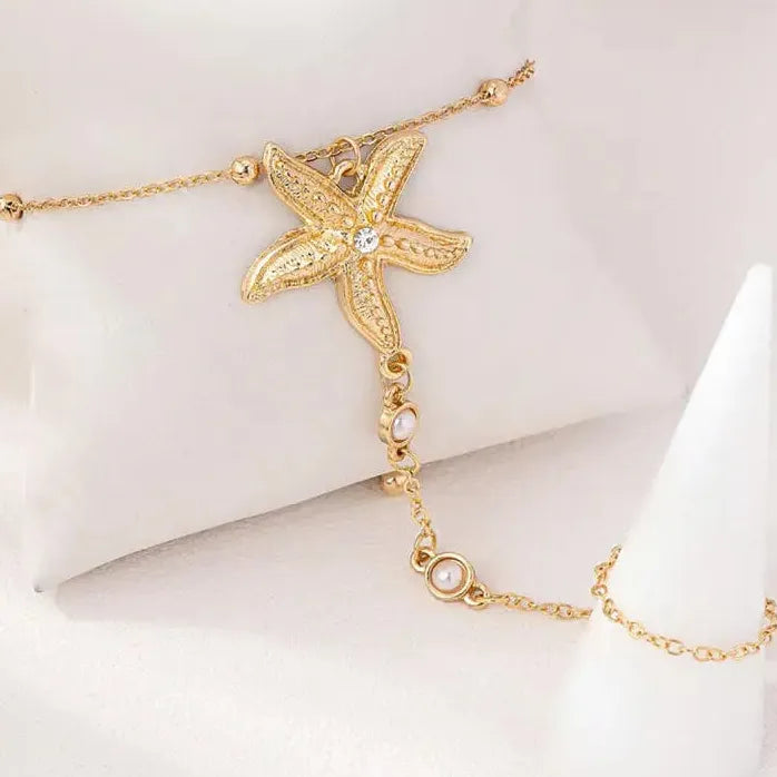 Bohemian Starfish Pearl Bracelet for Women Gold Ocean Style Jewelry Gift