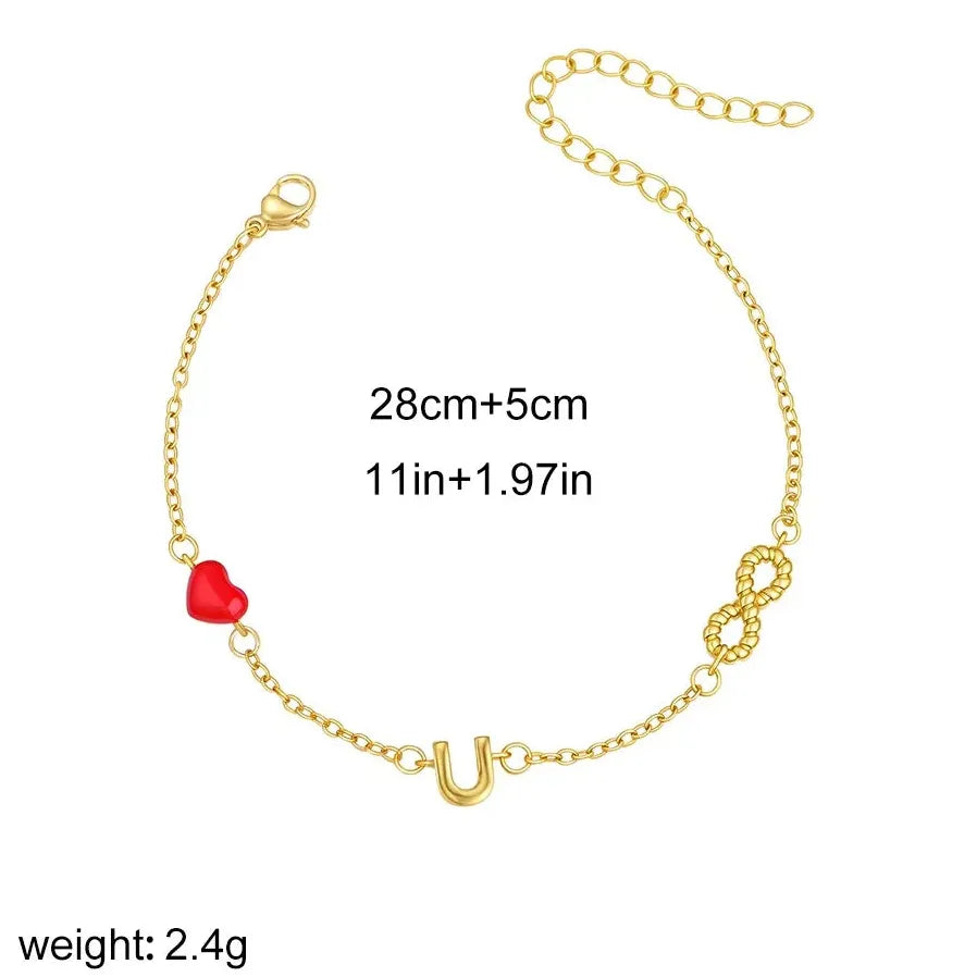 Delicate Infinity Heart Gold Plated Copper Bracelet for Women Girls Jewelry Gift