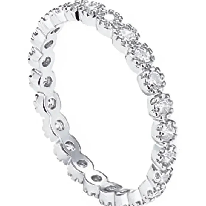 Round Cubic Zirconia Promise Ring for Women Silver Sky Blue CZ Jewelry