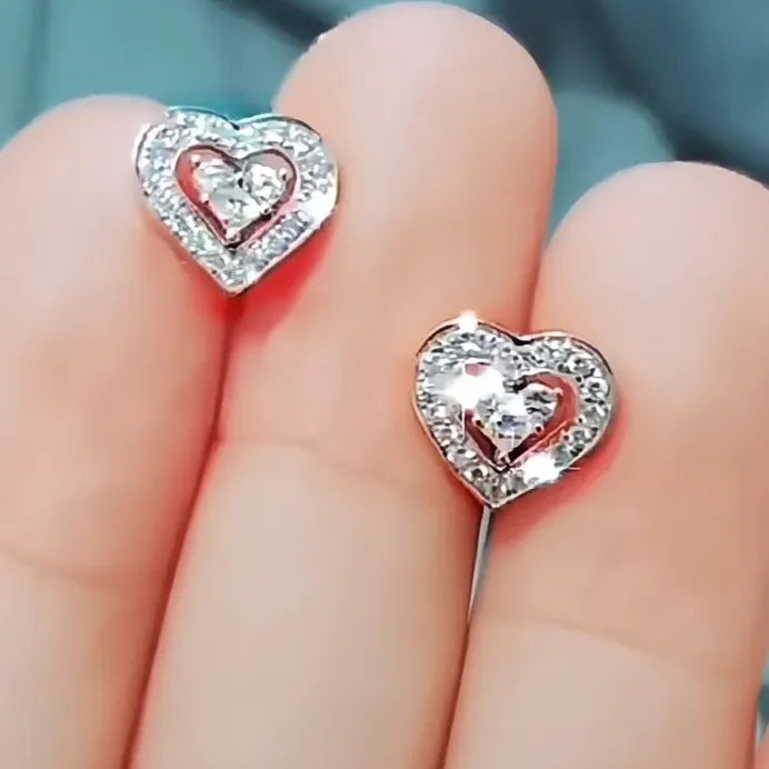 Elegant Heart Stud Earrings for Women Cubic Zirconia Jewelry Love