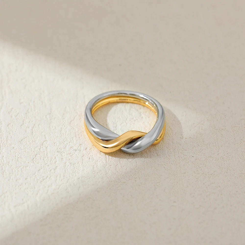 Stainless Steel Double Layered Minimalist Wedding Rings for Women Waterproof