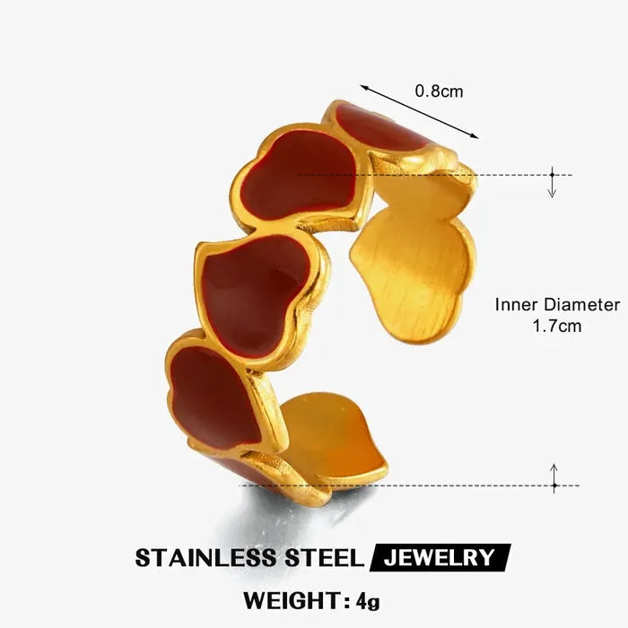 Adjustable Stainless Steel Love Ring for Women Irregular Heart Vintage Jewelry Gift