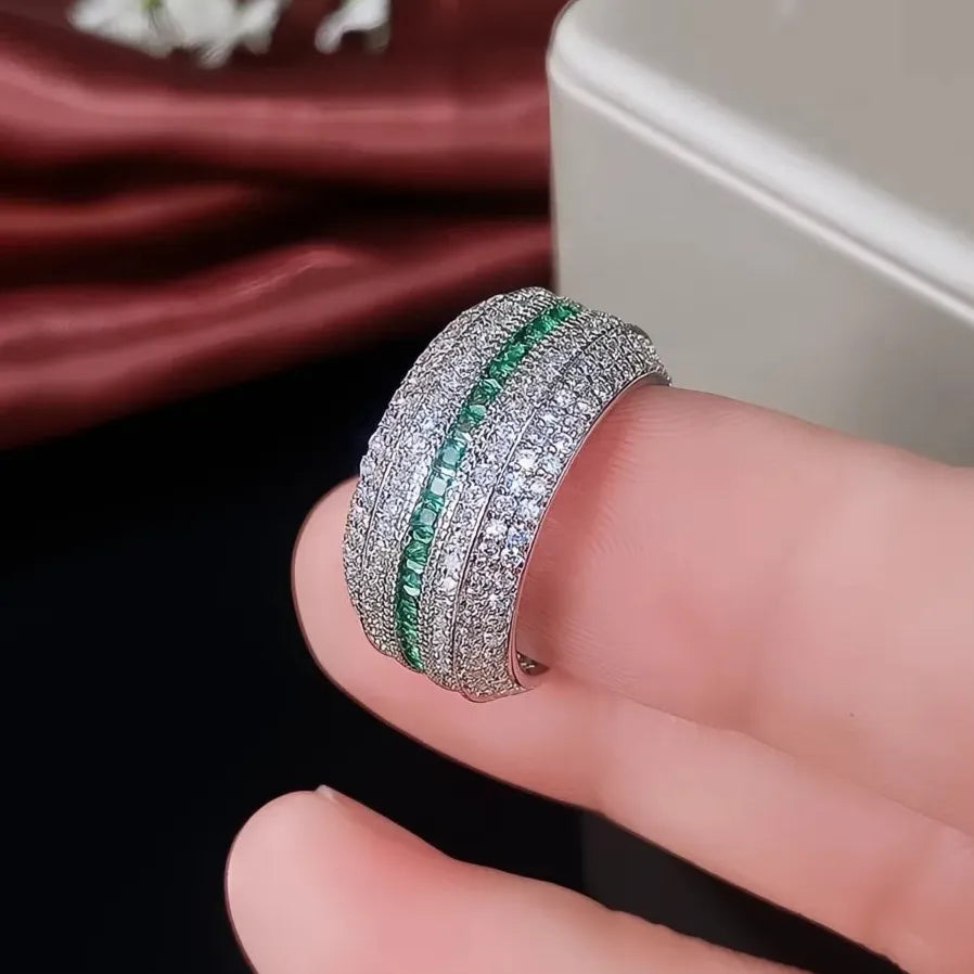 Geometric CZ Promise Ring for Women Anniversary Party Gift Jewelry