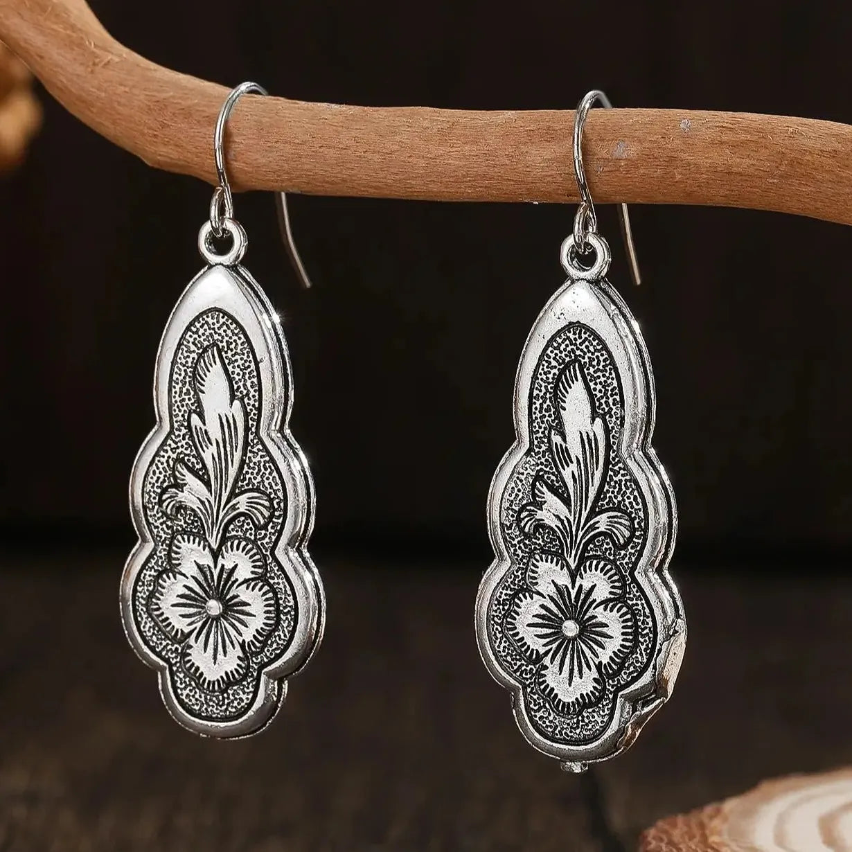 Gold Color Metal Geometry Waterdrop Flower Dangle Earrings for Women Jewelry