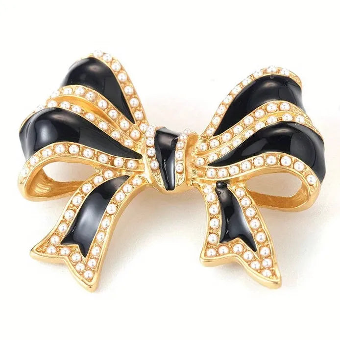 Vintage Ladies Bow Brooch Retro Fashion Jewelry Accessory for Women