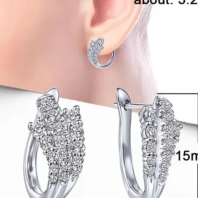 U Shape Geometric Hoop Earrings Cubic Zirconia Copper Alloy Wedding Gift