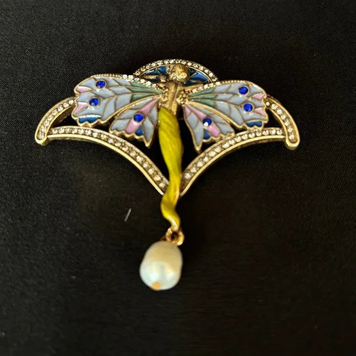 Vintage Butterfly Tassel Brooch Pin Classic Jewelry for Women