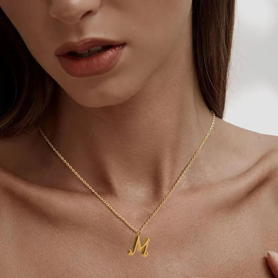 18K Gold Plated A-Z Initial Necklace Waterproof Alphabet Choker Jewelry Gift Women