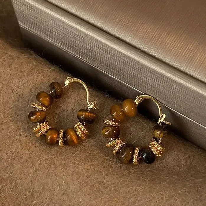 Vintage Dripping Oil U-Shaped Copper Alloy Hoop Earrings for Women 2024 Trendy Jewelry
